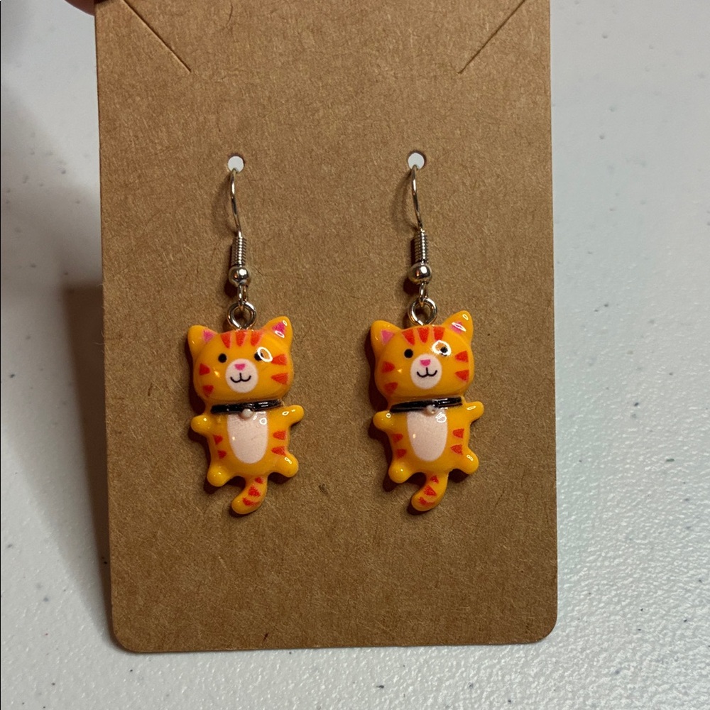 Orange Cat Earrings